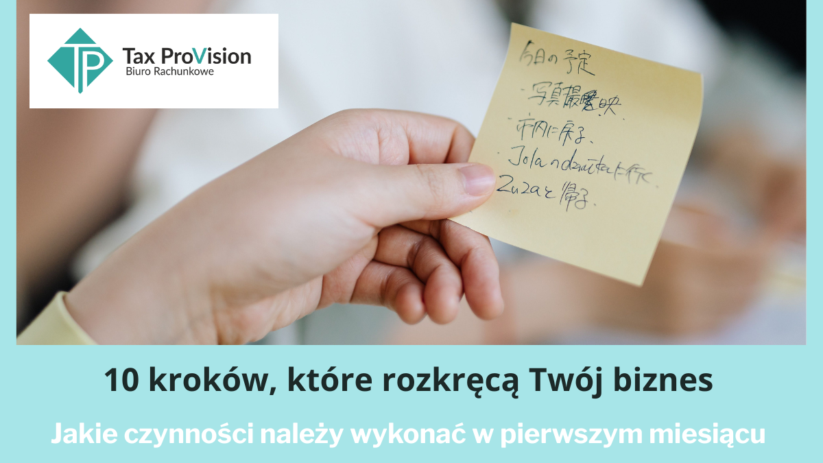 lista obowiązków w pierwszym miesiącu po założeniu JDG